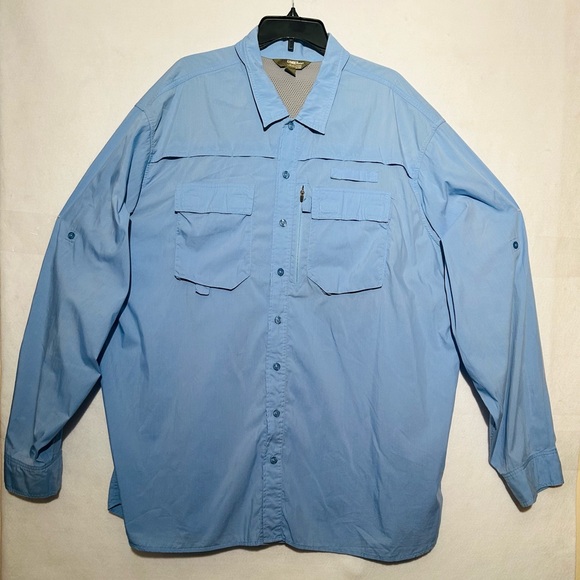 Gander MTN Mens Fishing/Camping Long-Sleeve Lt Blue Shirt with Pockets Size 3XLT - Picture 1 of 6